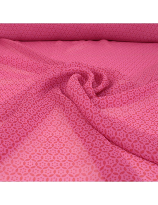 Tissu voile imprimé viscose fuchsia rose
