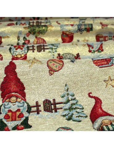 Tissu jacquard noël doré