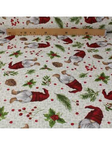 Tissu coton/polyester lurex noël blanc