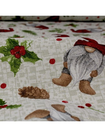 Tissu coton/polyester lurex noël blanc