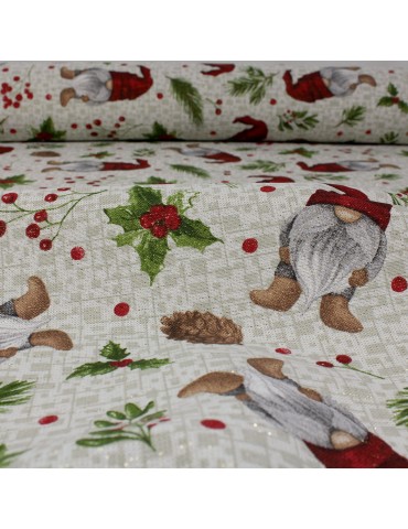 Tissu coton/polyester lurex noël blanc
