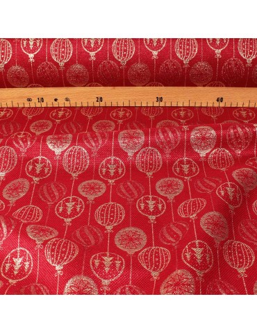 Tissu jacquard noël lurex rouge