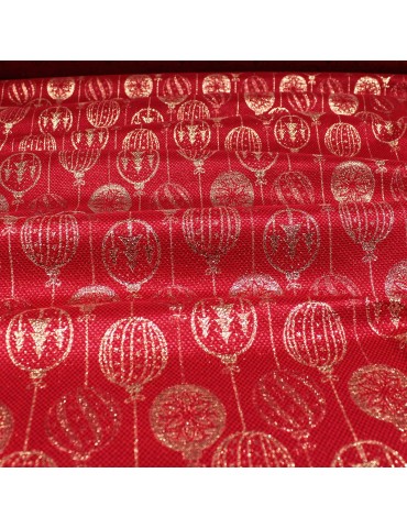 Tissu jacquard noël lurex rouge