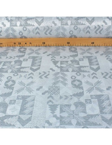 Tissu jacquard noël lurex argenté