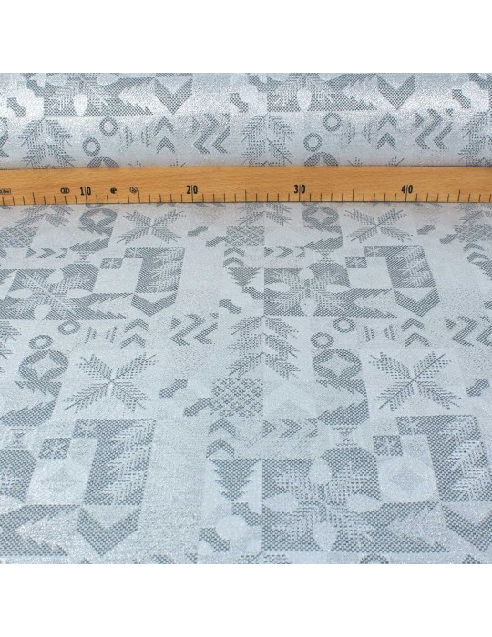 Tissu jacquard noël lurex argenté