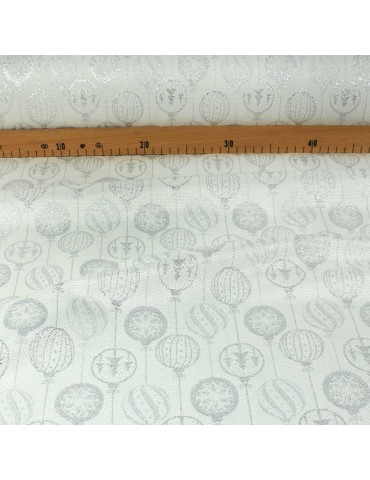 Tissu jacquard noël lurex blanc