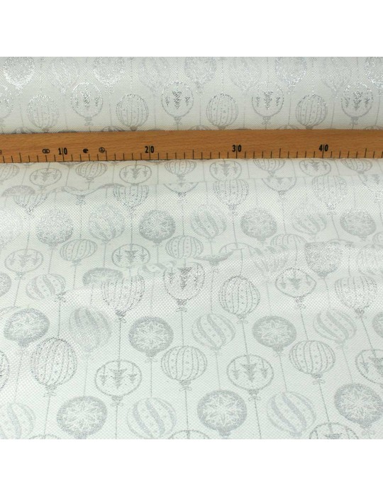 Tissu jacquard noël lurex blanc