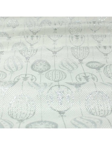 Tissu jacquard noël lurex blanc