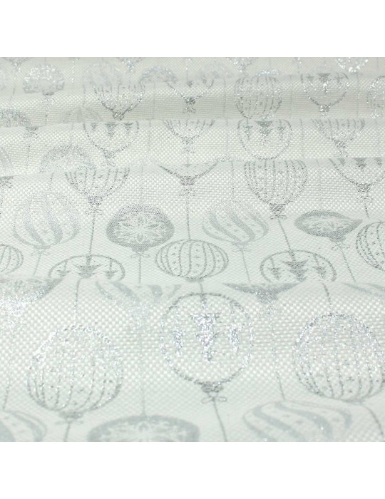 Tissu jacquard noël lurex blanc