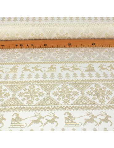 Tissu jacquard noël lurex blanc