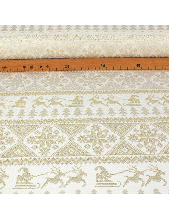 Tissu jacquard noël lurex blanc