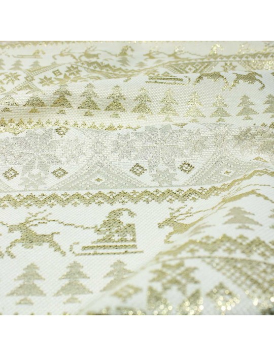 Tissu jacquard noël lurex blanc