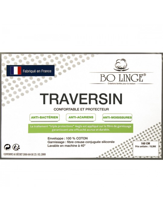 Traversin confortable et protecteur 160 cm blanc