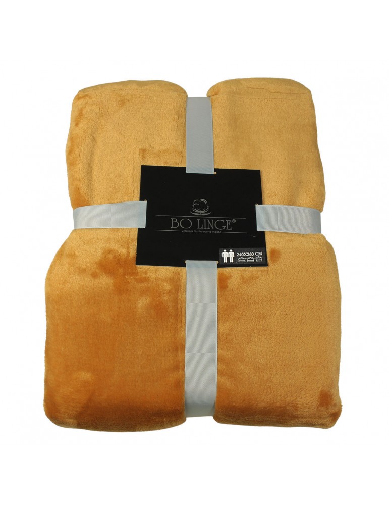 Plaid microfibre 240 x 260 cm jaune Plaid microfibre 240 x 260 cm jaune