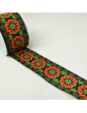 Galon jacquard rosaces 50 mm orange Galon jacquard rosaces 50 mm orange