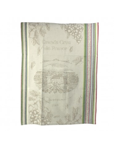 Torchon jacquard grands crus de France 50 x 70 cm gris