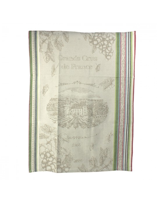 Torchon jacquard grands crus de France 50 x 70 cm gris