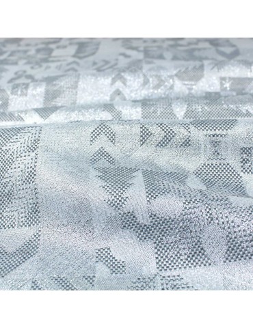 Tissu jacquard noël lurex argenté
