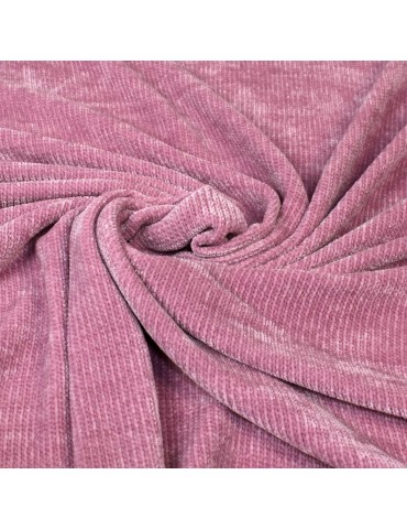 Tissu velours chenille rose
