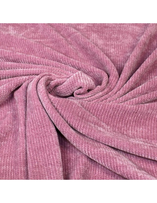 Tissu velours chenille rose