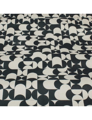 Tissu scuba suède imprimé géométrique écru