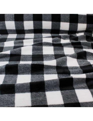 Tissu micro polaire carreaux noir