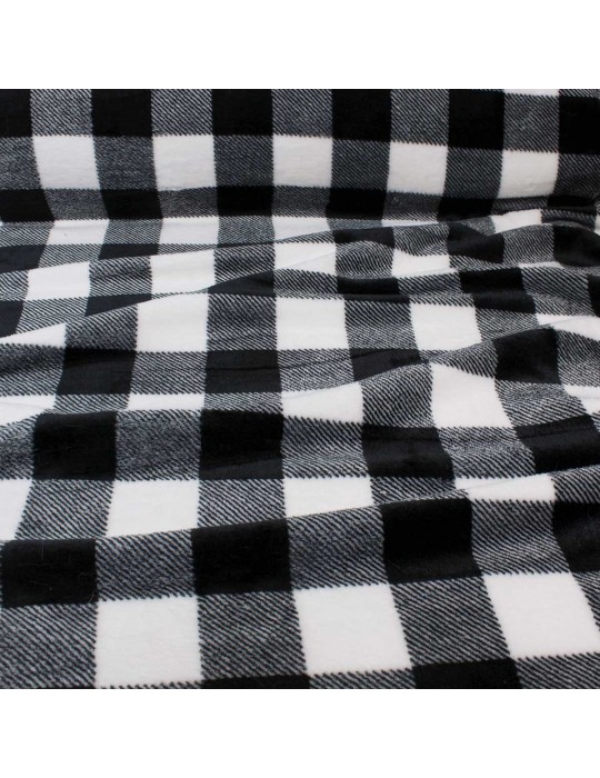 Tissu micro polaire carreaux noir