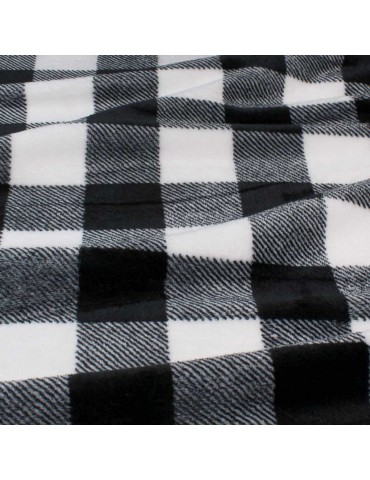 Tissu micro polaire carreaux noir