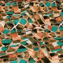 Tissu viscose géométrique vert/orange
