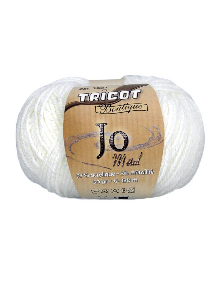 Pelote de fil à tricoter Jo métal blanc