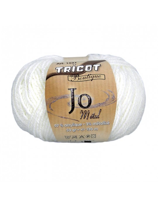 Pelote de fil à tricoter Jo métal blanc