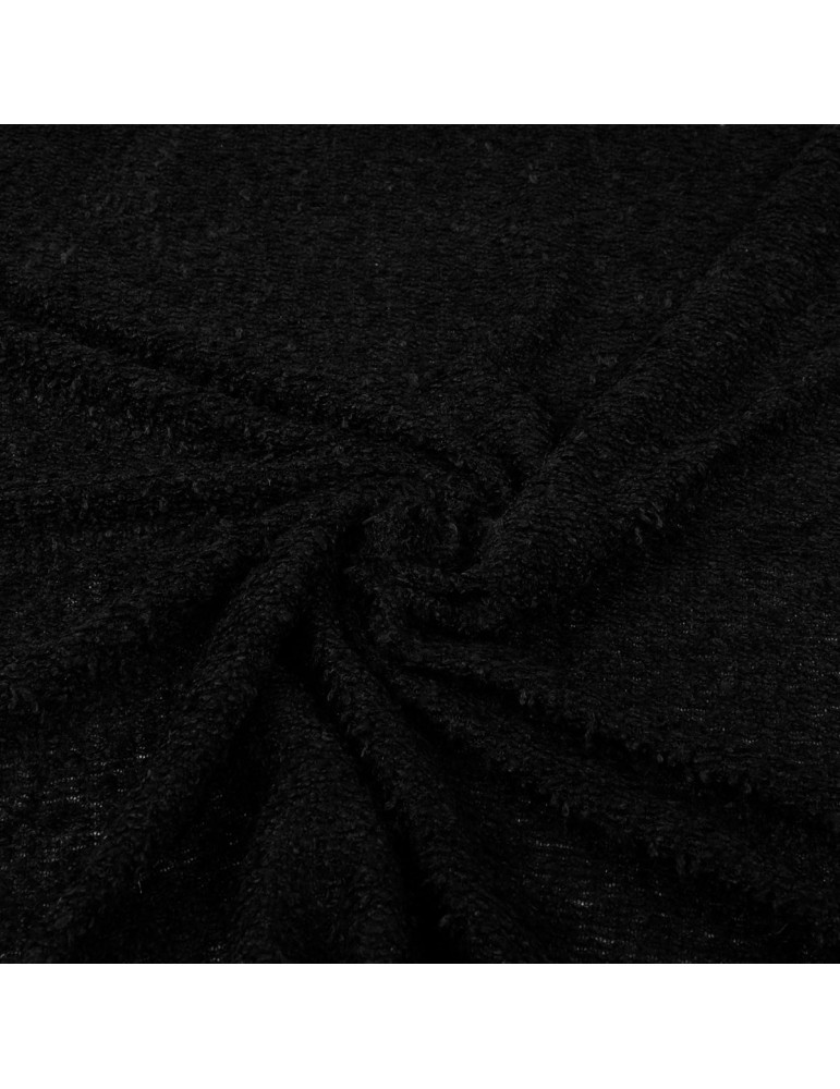 Tissu jersey bouclé uni noir Tissu jersey bouclé uni noir
