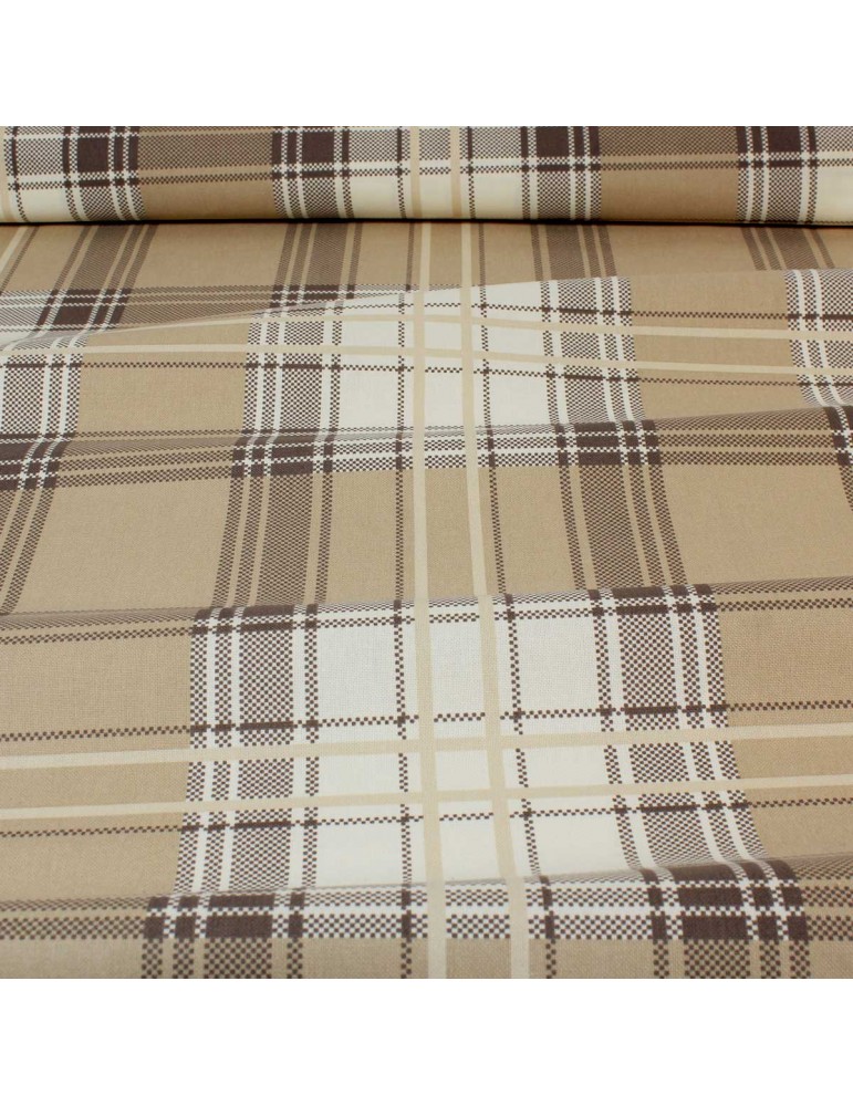 Tissu coton/polyester carreaux beige Tissu coton/polyester carreaux beige