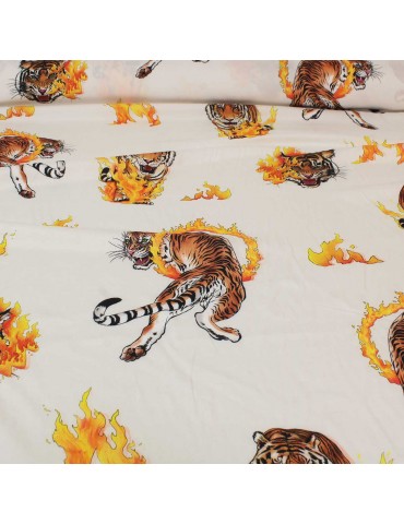 Tissu viscose imprimé tigre blanc
