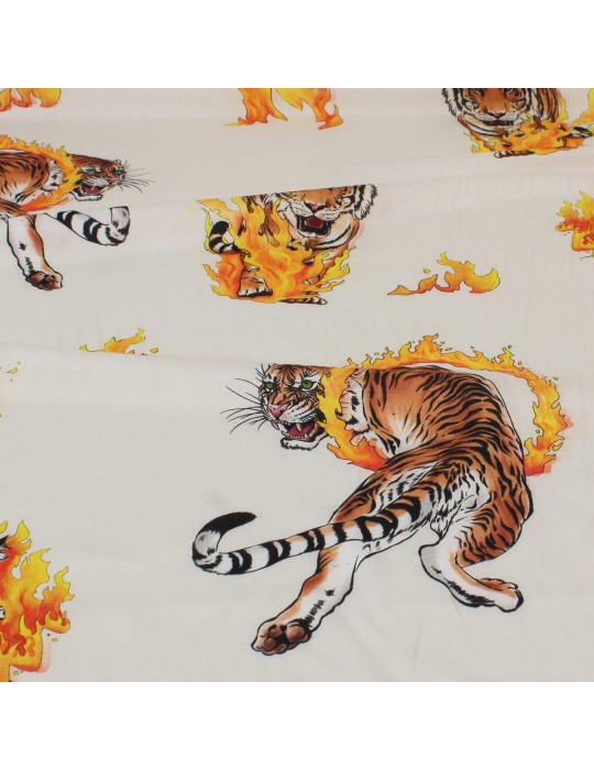 Tissu viscose imprimé tigre blanc