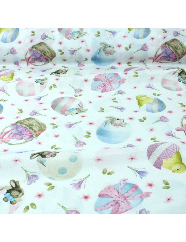 Tissu coton/polyester Pâques