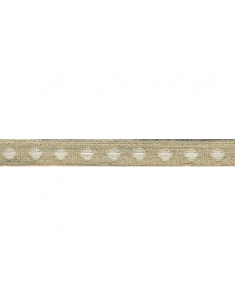 Galon en lin à pois 11 mm blanc Galon en lin à pois 11 mm blanc