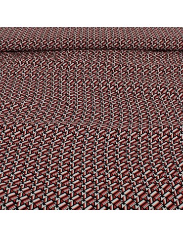Tissu viscose géométrique rouge/noir