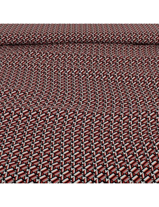 Tissu viscose géométrique rouge/noir