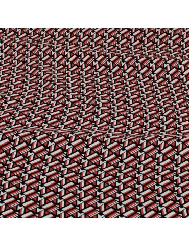Tissu viscose géométrique rouge/noir