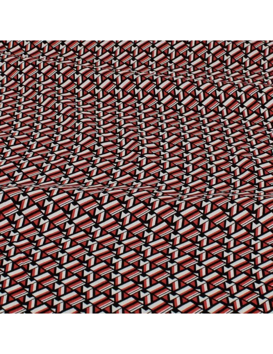 Tissu viscose géométrique rouge/noir