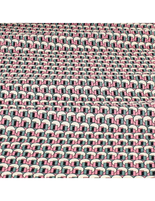 Tissu viscose formes géométriques rose