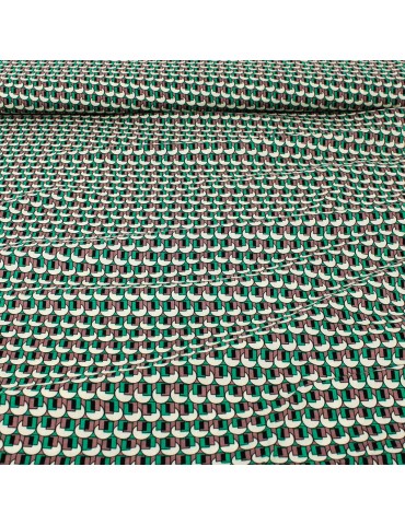 Tissu viscose formes géométriques vert