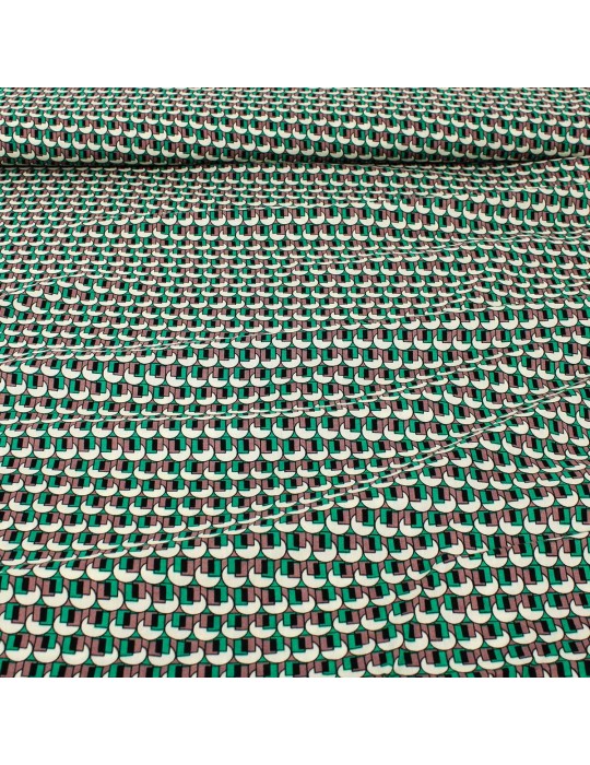 Tissu viscose formes géométriques vert