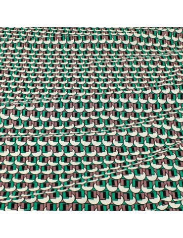 Tissu viscose formes géométriques vert