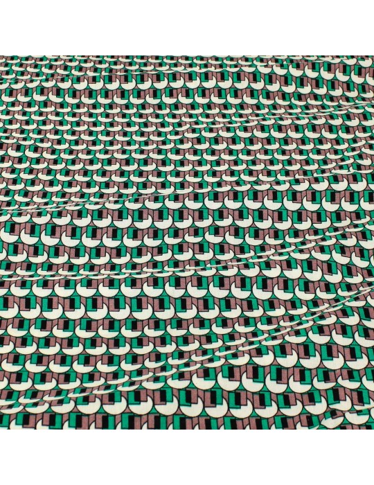 Tissu viscose formes géométriques vert