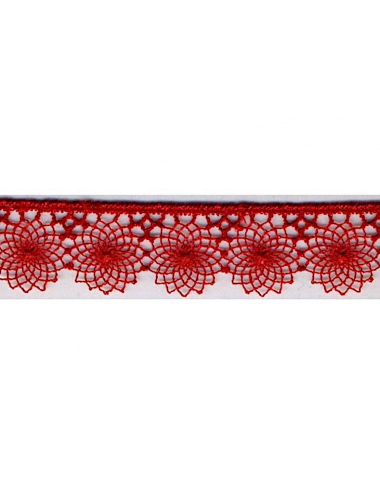 Tulle brodé 16 mm rouge Tulle brodé 16 mm rouge