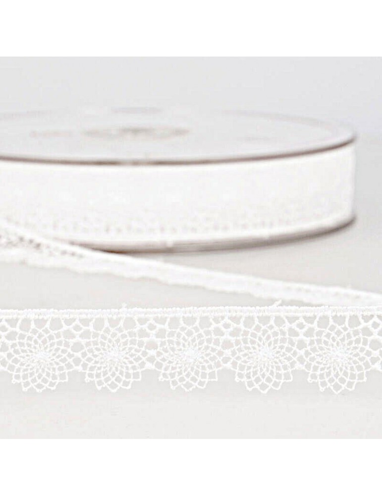 Tulle brodé 16 mm blanc