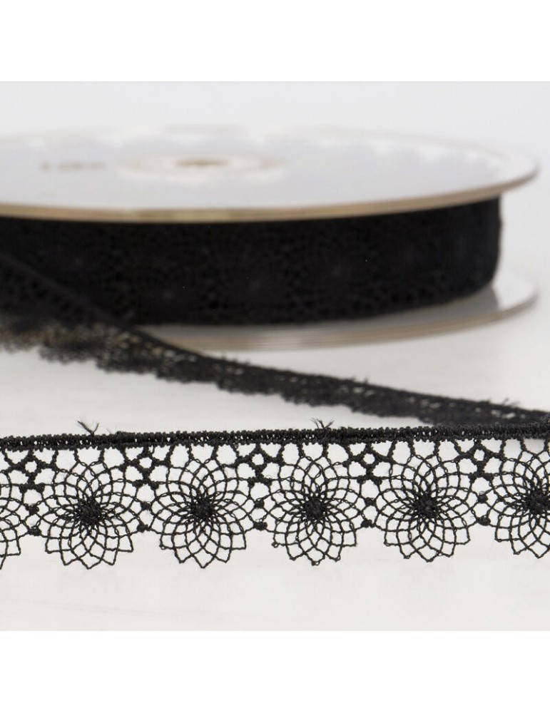 Tulle brodé 16 mm noir Tulle brodé 16 mm noir