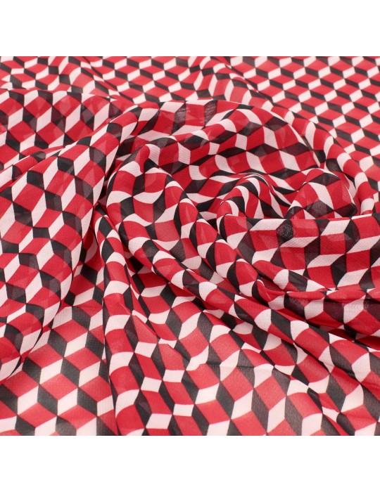 Tissu polyester cube 3d rouge